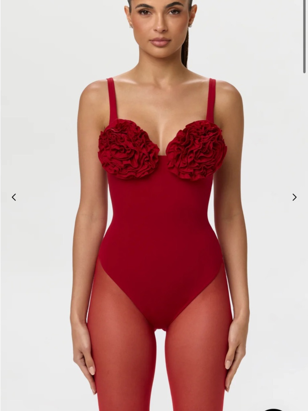 Naked Wardrobe Rose Red Floral Appliqué Tank Bodysuit